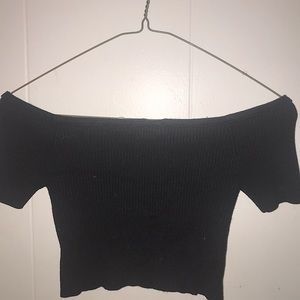 Black off the shoulder kimchi blue crop top